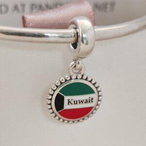 Pandora Kuwait Flag Travel Exclusive Dangle Charm with box